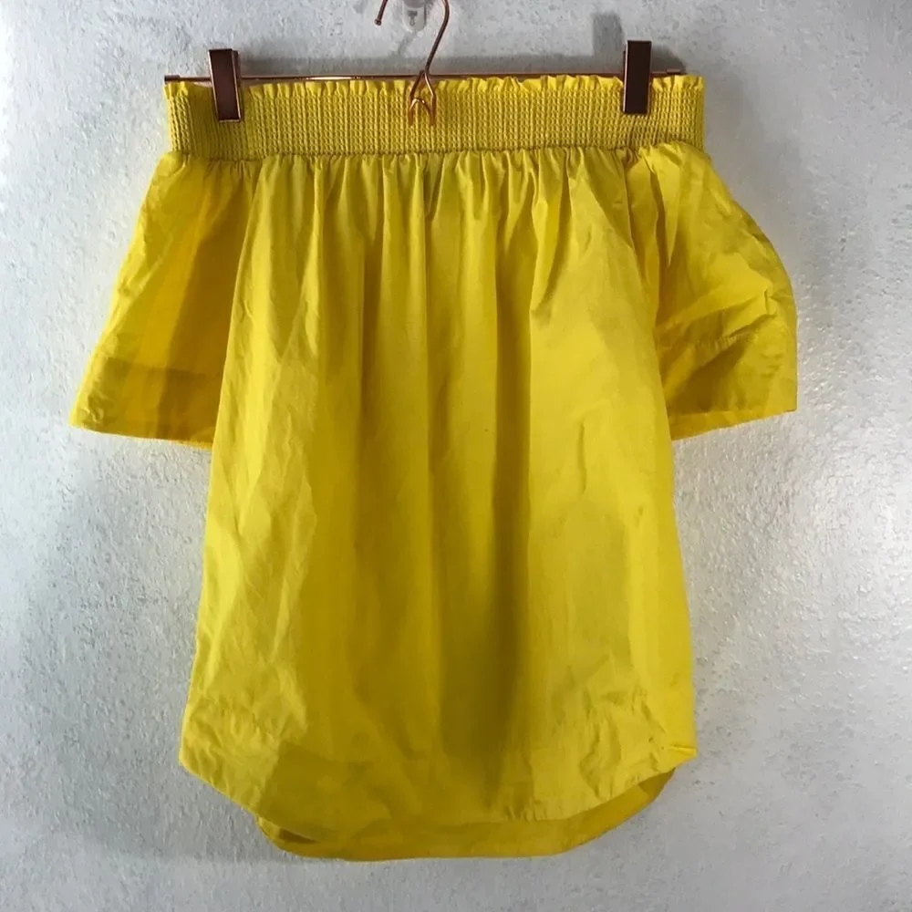 J crew off‎ shoulder yellow blouse